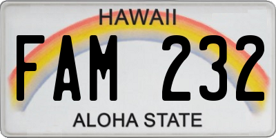 HI license plate FAM232