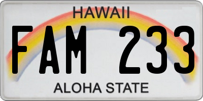 HI license plate FAM233