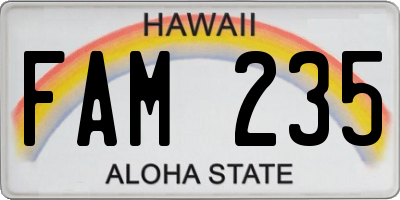 HI license plate FAM235
