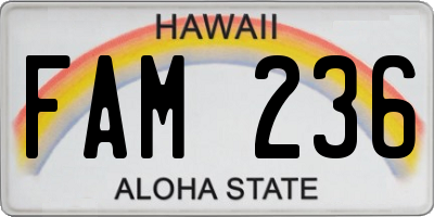 HI license plate FAM236
