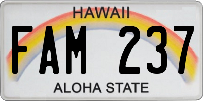 HI license plate FAM237