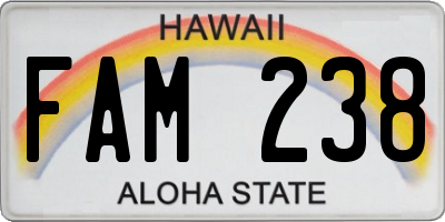 HI license plate FAM238