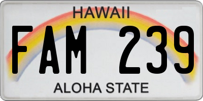 HI license plate FAM239