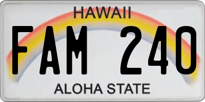 HI license plate FAM240