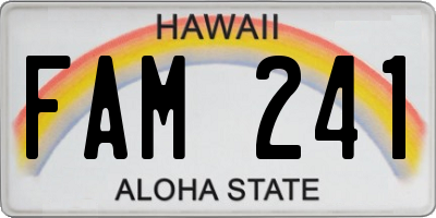 HI license plate FAM241