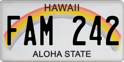 HI license plate FAM242