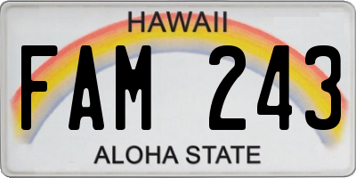 HI license plate FAM243