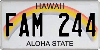 HI license plate FAM244