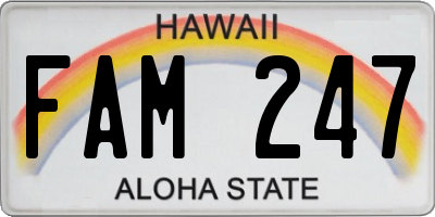 HI license plate FAM247