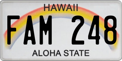 HI license plate FAM248