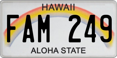 HI license plate FAM249