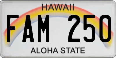 HI license plate FAM250