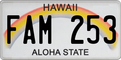 HI license plate FAM253