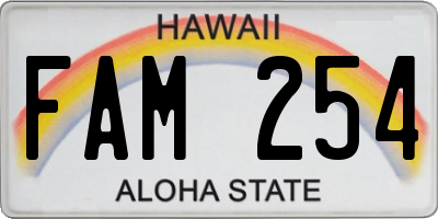 HI license plate FAM254