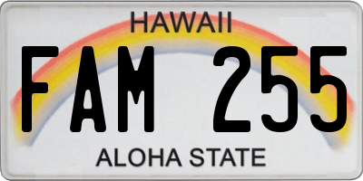 HI license plate FAM255