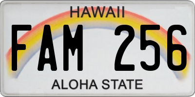 HI license plate FAM256