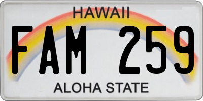 HI license plate FAM259