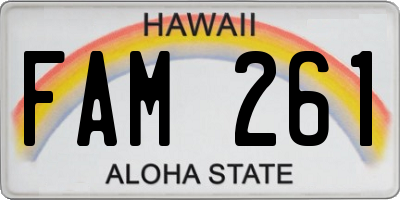 HI license plate FAM261