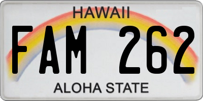HI license plate FAM262
