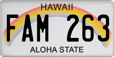 HI license plate FAM263