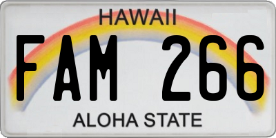 HI license plate FAM266