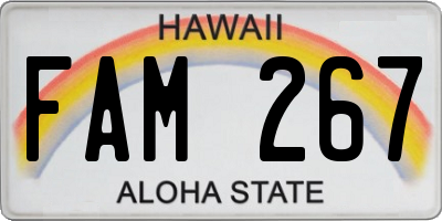 HI license plate FAM267