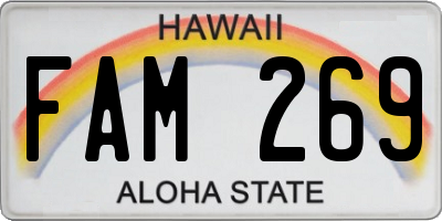 HI license plate FAM269