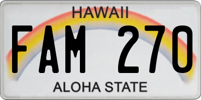 HI license plate FAM270