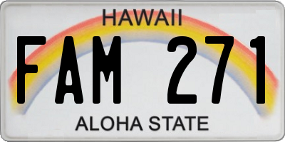 HI license plate FAM271