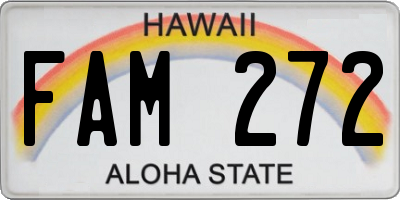 HI license plate FAM272