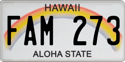 HI license plate FAM273