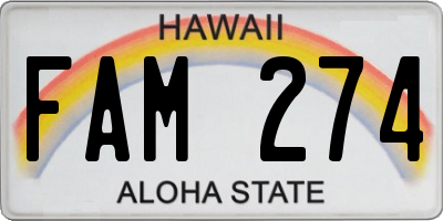 HI license plate FAM274
