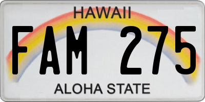 HI license plate FAM275