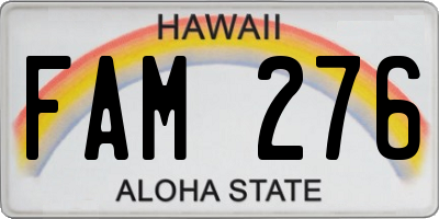 HI license plate FAM276
