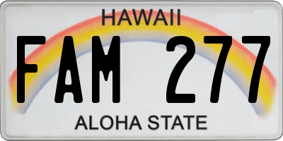 HI license plate FAM277
