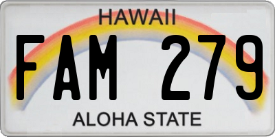 HI license plate FAM279