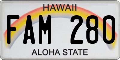 HI license plate FAM280