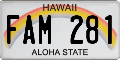 HI license plate FAM281