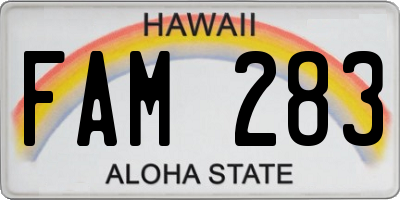 HI license plate FAM283