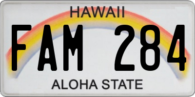 HI license plate FAM284