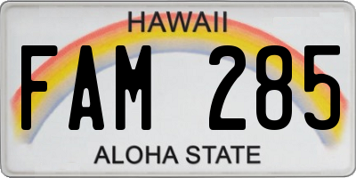 HI license plate FAM285