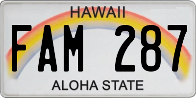 HI license plate FAM287