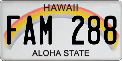 HI license plate FAM288