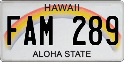 HI license plate FAM289