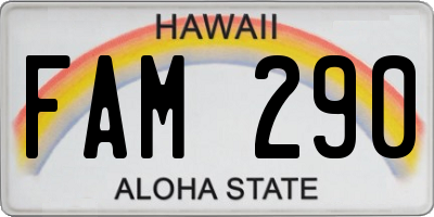 HI license plate FAM290