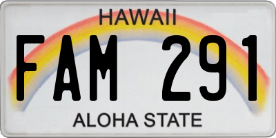 HI license plate FAM291