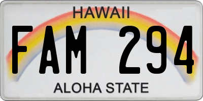 HI license plate FAM294