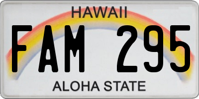 HI license plate FAM295
