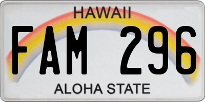 HI license plate FAM296