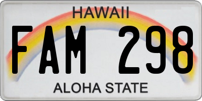 HI license plate FAM298
